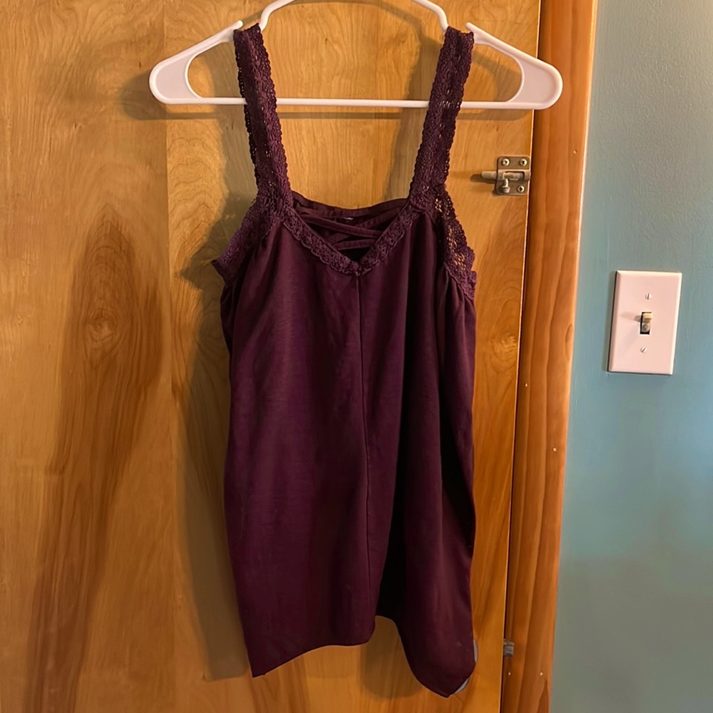 Size medium, plum purple boho flowy tank top